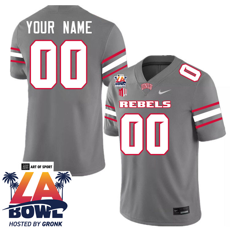 Custom UNLV Rebels 2024 LA Bowl Name And Number Jersey-Grey